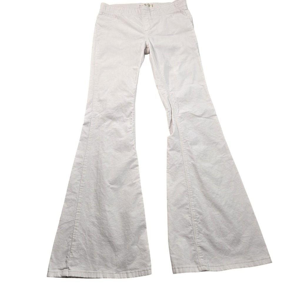 We The Free Pants Womens 29 White Corduroy Flare Bell Bottom Pull On Boho